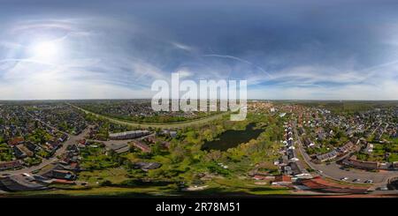 360 degree panoramic view of Aerial view of Hannover at day. Misburg. Lower Saxony.