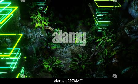 3d illustration - Sci-fi landscape digital background Stock Photo - Alamy