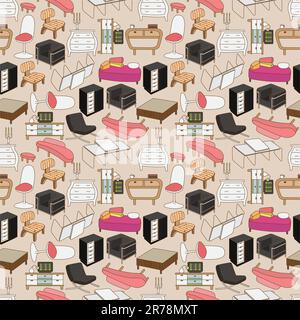 seamless furniture pattern Stock Vector