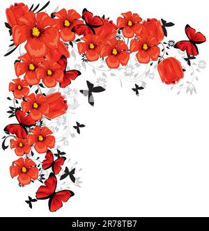 red flowers Stock Vector