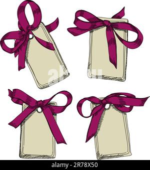 tags with bow, this illustration may be useful as designer work Stock Vector