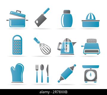 Kitchen and household Utensil Icons - vector icon set Stock Vector