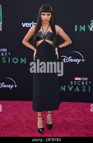 Xochitl Gomez arrives at the premiere of "Secret Invasion," Tuesday