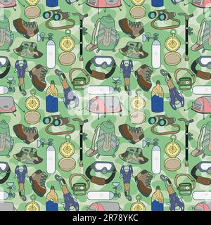 seamless Climbing equipment pattern Stock Vector