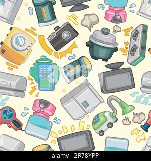 funny home thing seamless pattern Stock Vector