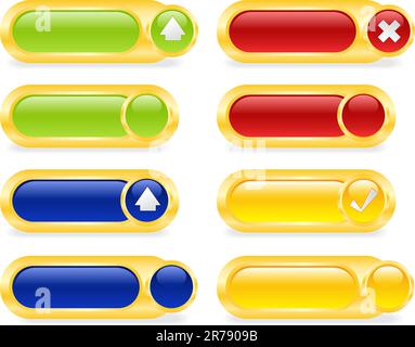 Set buttons: upload, download, except, arrows. Stock Vector