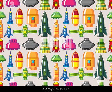 seamless Spacecraft pattern Stock Vector