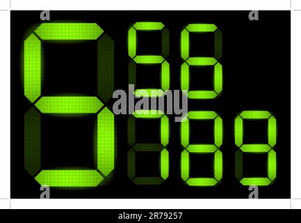 Set of digital numbers - check my portfolio for other numbers from the set Stock Vector