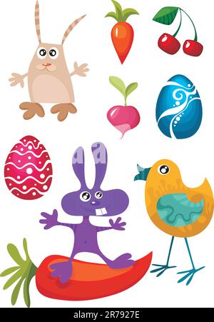 vector illustration of a cute easter characters Stock Vector