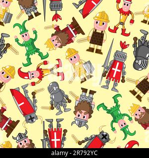 seamless medieval people pattern Stock Vector