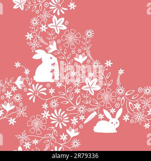 abstract floral and animal pattern, made as seamless, easy to repeat as wallpaper or gift wrap paper. Stock Vector
