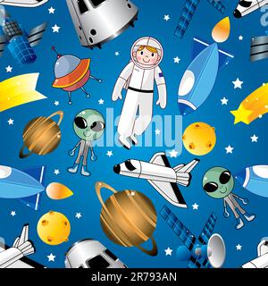 seamless space pattern Stock Vector