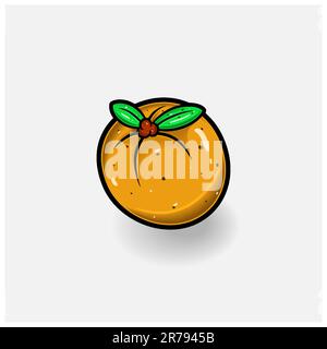 Orange Fruit Cartoon With Simple Gradient and Details. Vector and Illustration. Stock Vector