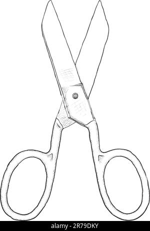 Simple monochrome vector artwork - big dressmaker scissors on a white background Stock Vector