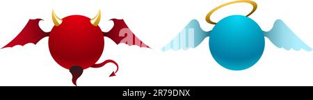 Vector simple devil and angel icons Stock Vector