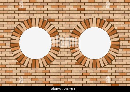 round brick windows, abstract vector art illustration Stock Vector