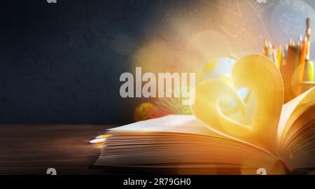 Art back to School background; discovery education banner design; Copy space Stock Photo