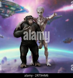 Humanoid Alien Macaco Chimpanzé Ilustração fotos, imagens de © katerynakon  #623908756