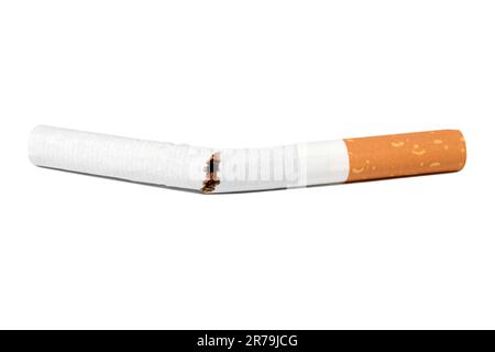 A broken cigarette at the white isolated background. A notion of health care Stock Photo