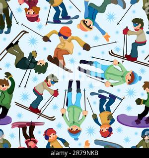 seamless ski pattern Stock Vector