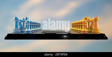 Chess board Side view 3D Stock Photo - Alamy