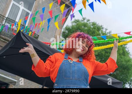 Young adult femele on the Portuguese festival Stock Photo