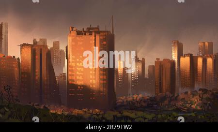 apocalypse city concept art Stock Photo