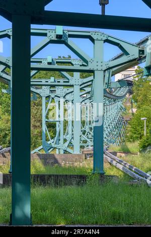 Dresden’s Schwebebahn takes passengers up to the top vantage point over the river Elbe. It’s is a suspension railway that hangs from the gantry above. Stock Photo