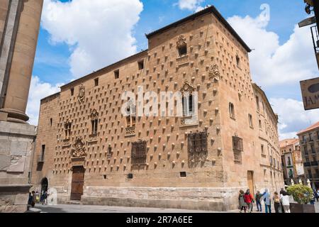 Casa de las Conchas, view of the shell decorated exterior wall of the renaissance-era Casa de las Conchas in the historic city of Salamanca, Spain Stock Photo