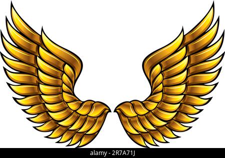 Golden wings made in classic heraldic style. Vector, eps8. Stock Vector