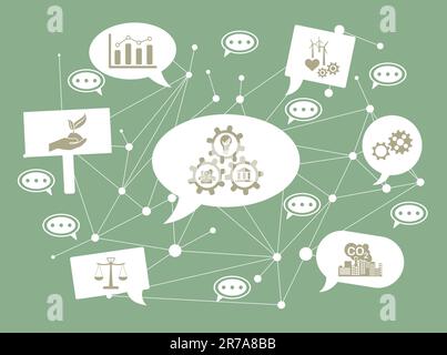 Concept of esg with icons on speech bubbles Stock Photo
