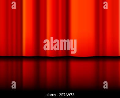 Editable vector illustration of a red curtain and reflection made with a gradient mesh Stock Vector