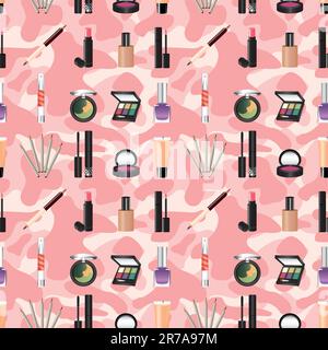 seamless makeup pattern Stock Vector