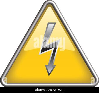 High voltage symbol / icon in yellow 3D triangle Stock Vector