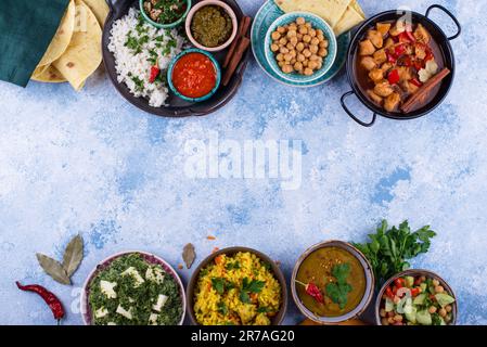 Assorted of traditional Indian food. Stock Photo