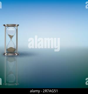 abstract illustration with hourglass on blue background Stock Vector