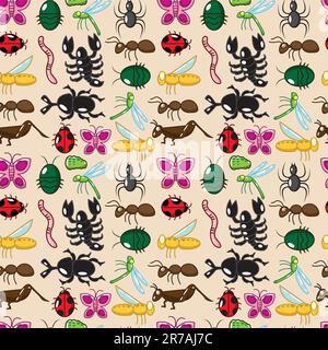 seamless insect pattern Stock Vector