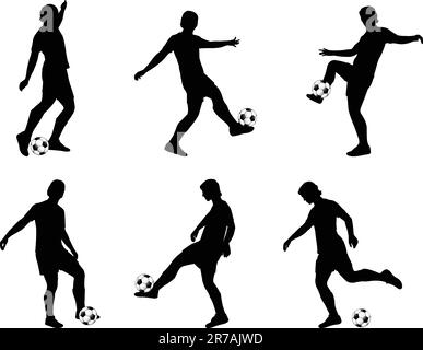 soccer players silhouettes collection - vector Stock Vector