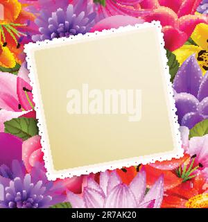 vintage greeting card with place for text on flower background Stock Vector