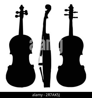 old violin silhouette sides - vector illustration Stock Vector