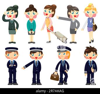 cartoon flight attendant/pilot icon Stock Vector