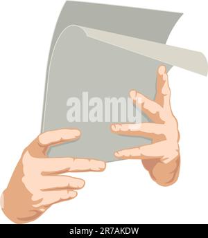 Two hands with paper. Vector Illustration Stock Vector