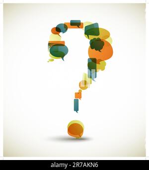 Question mark made from blue speech bubbles with retro colors Stock Vector