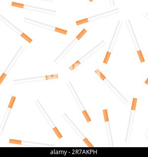Cigarette seamless on white background - vector Stock Vector