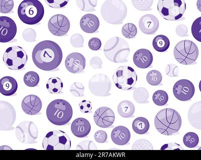 sport balls seamless pattern. Vector illustration of sport background. Stock Vector