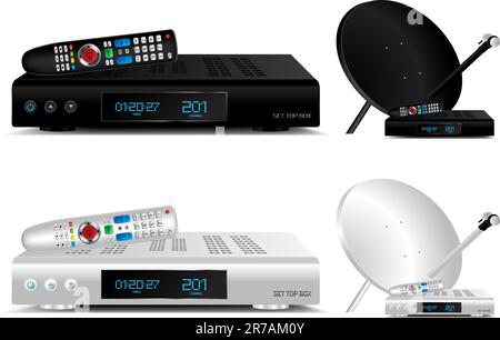 Set top box and dish antenna vector illustration Stock Vector