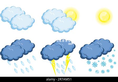 Weather Icons. Vector illustration on white background for design Stock Vector
