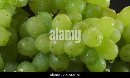 Bunch of green grapes with water drops. Close-up Stock Photo