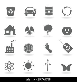 Eco icon set in grayscale Stock Vector