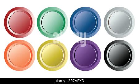 Set of eight vintage buttons isolated on white background Stock Vector